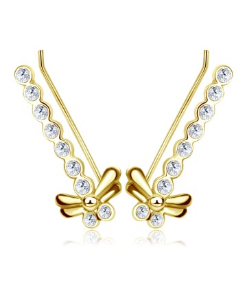 Gold Plated Silver Dragonfly Shaped Earrings EL-130-GP